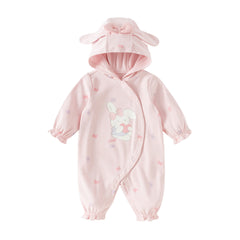 Dave&Bella Baby Girls Cute Pink Bow Print Hooded Rompers