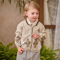 Dave&Bella Toddler Boys Casual Apricot Soft Pure Cotton Sweater Cardigans