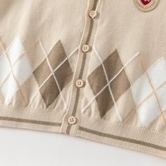 Dave&Bella Toddler Boys Casual Apricot Soft Pure Cotton Sweater Cardigans