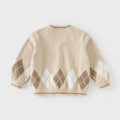 Dave&Bella Toddler Boys Casual Apricot Soft Pure Cotton Sweater Cardigans