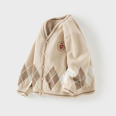 Dave&Bella Toddler Boys Casual Apricot Soft Pure Cotton Sweater Cardigans