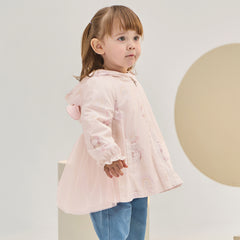 Dave&Bella Toddler Girls Cute Pink Rabbit Outwear Long Sleeve Hooded Mesh Jackets
