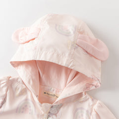 Dave&Bella Toddler Girls Cute Pink Rabbit Outwear Long Sleeve Hooded Mesh Jackets