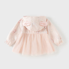 Dave&Bella Toddler Girls Cute Pink Rabbit Outwear Long Sleeve Hooded Mesh Jackets