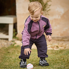 Dave&Bella Toddler Boys Purple Playful Bear Print Turtle Long Sleeve Top Pant Suits