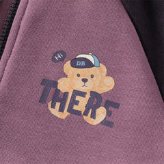 Dave&Bella Toddler Boys Purple Playful Bear Print Turtle Long Sleeve Top Pant Suits
