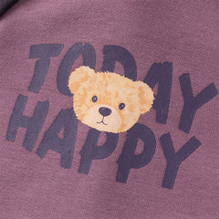 Dave&Bella Toddler Boys Purple Playful Bear Print Turtle Long Sleeve Top Pant Suits