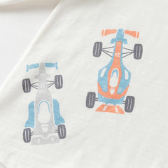 Dave&Bella Toddler Boys Blue/White Classic Round Collar Long Sleeve Cotton T-shirts