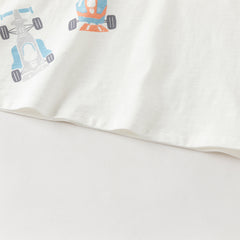 Dave&Bella Toddler Boys Blue/White Classic Round Collar Long Sleeve Cotton T-shirts