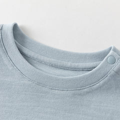 Dave&Bella Toddler Boys Blue/White Classic Round Collar Long Sleeve Cotton T-shirts