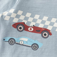 Dave&Bella Toddler Boys Blue/White Classic Round Collar Long Sleeve Cotton T-shirts