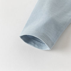 Dave&Bella Toddler Boys Blue/White Classic Round Collar Long Sleeve Cotton T-shirts