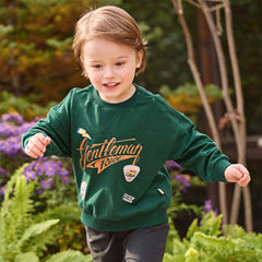 Dave&Bella Toddler Boys Green Soft Round Collar Long Sleeve Top Pants Suits