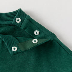 Dave&Bella Toddler Boys Green Soft Round Collar Long Sleeve Top Pants Suits