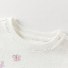 Dave&Bella Toddler Girls Cute White Round Collar Long Sleeve Cotton T-shirt Tops