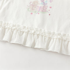 Dave&Bella Toddler Girls Cute White Round Collar Long Sleeve Cotton T-shirt Tops