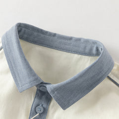 Dave&Bella Toddler Boys Casual Beige Soft Cotton College-style Shirts