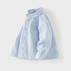 Dave&Bella Toddler Boys Light Blue Lightweight Cotton Formal Shirt Tops