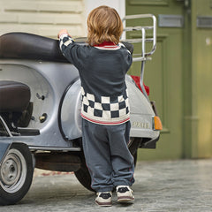 Dave&Bella Toddler Boys Grey V-neck Long Sleeve Cotton Comfortable Sweater Cardigans