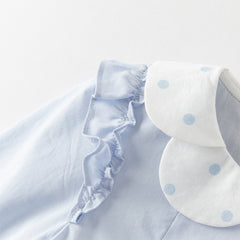 Dave&Bella Toddler Girls Blue Long Sleeve Lightweight Cotton Casual A-line Dress