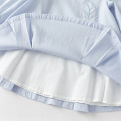 Dave&Bella Toddler Girls Blue Long Sleeve Lightweight Cotton Casual A-line Dress