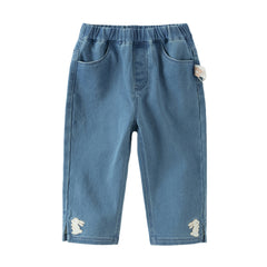 Dave&Bella Toddler Girls Fashion Denim Blue Straight-leg Jeans