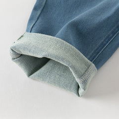 Dave&Bella Toddler Girls Fashion Denim Blue Straight-leg Jeans