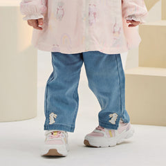 Dave&Bella Toddler Girls Fashion Denim Blue Straight-leg Jeans