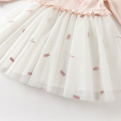 Dave&Bella Toddler Girls Cute Pink Long Sleeve Princess Mesh Dress