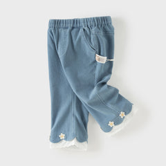 Dave&Bella Toddler Girls Fashion Denim Blue Straight-leg Casual Jeans