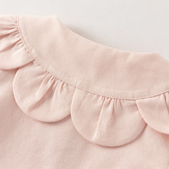 Dave&Bella Toddler Girls Cute Pink/Beige Flower Embroidery Cotton Breathable Shirt Tops