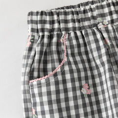Dave&Bella Toddler Girls Classic Black White Plaid Soft Cotton Drawstring Pants
