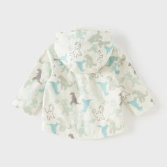 Dave&Bella Toddler Boys Playful Dinosaur Print Outwear Hooded Jackets