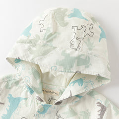 Dave&Bella Toddler Boys Playful Dinosaur Print Outwear Hooded Jackets