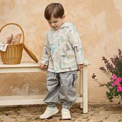 Dave&Bella Toddler Boys Playful Dinosaur Print Outwear Hooded Jackets