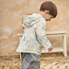 Dave&Bella Toddler Boys Playful Dinosaur Print Outwear Hooded Jackets