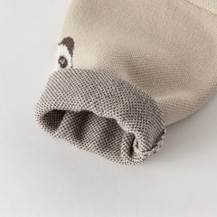 Dave&Bella Toddler Boys Cute Panda Print Khaki Cotton Soft Sweater Cardigans