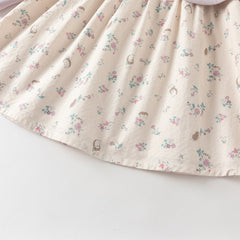 Dave&Bella Toddler Girls Sweet Purple Floral Print Fake-two-piece Party Princess Dress