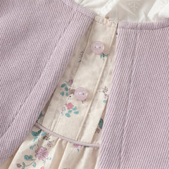 Dave&Bella Toddler Girls Sweet Purple Floral Print Fake-two-piece Party Princess Dress