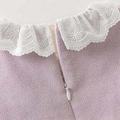 Dave&Bella Toddler Girls Sweet Purple Floral Print Fake-two-piece Party Princess Dress