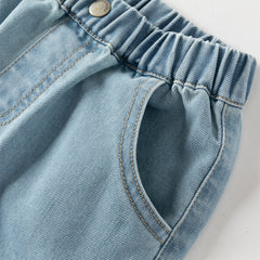 Dave&Bella Toddler Girls Blue Wide Straight-leg Casual Jeans