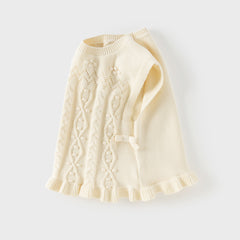 Dave&Bella Toddler Girls Elegant Apricot Sleeveless Cotton Dress-style Sweater Tank Tops