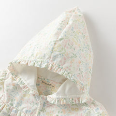 Dave&Bella Toddler Girls Adorable Daisy Print Beige Outwear Hooded Casual Jackets