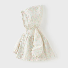 Dave&Bella Toddler Girls Adorable Daisy Print Beige Outwear Hooded Casual Jackets