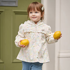 Dave&Bella Toddler Girls Adorable Daisy Print Beige Outwear Hooded Casual Jackets