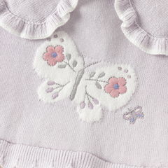 Dave&Bella Toddler Girls Purple Doll Collar Butterfly Embroidery A-line Mesh Party Dress