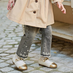 Dave&Bella Toddler Girls Fashion Light Grey Soft Straight-leg Jeans