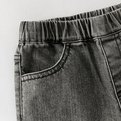 Dave&Bella Toddler Girls Fashion Light Grey Soft Straight-leg Jeans