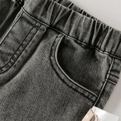Dave&Bella Toddler Girls Fashion Light Grey Soft Straight-leg Jeans