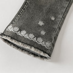 Dave&Bella Toddler Girls Fashion Light Grey Soft Straight-leg Jeans